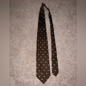 Brown and White Polka Dot Wide Men’s Tie, Vintage